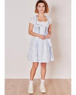 Krüger MADL Dirndl "Samantha" mit Spitzenschürze 419167 | Hellblau 50cm