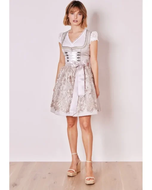 Krüger MADL Dirndl "Vivien" mit Spitzenschürze 414867 | Beige 50cm