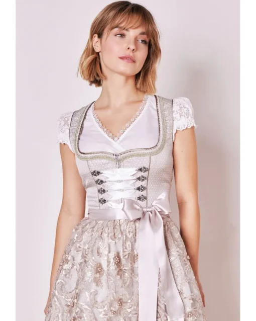 Krüger MADL Dirndl "Vivien" mit Spitzenschürze 414867 | Beige 50cm
