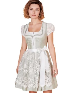 Krüger MADL Dirndl "Zephyra" mit Spitzenschürze 414267 | Hellgrün 50cm
