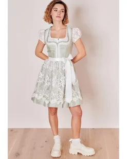 Krüger MADL Dirndl "Zephyra" mit Spitzenschürze 414267 | Hellgrün 50cm