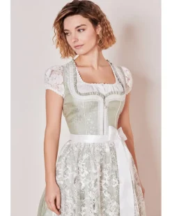 Krüger MADL Dirndl "Zephyra" mit Spitzenschürze 414267 | Hellgrün 50cm
