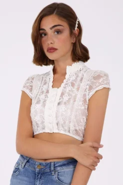 Krüger Spitzen Dirndlbluse "Laive" mit Flügelarm 201431 | Ecru
