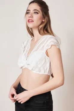 Krüger Spitzen Dirndlbluse "Resi" Flügelarm 312365 | Ecru