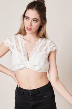 Krüger Spitzen Dirndlbluse "Resi" Flügelarm 312365 | Ecru