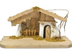 Krippenstall Weihnachtskrippe "Kötzing" 30x16x15cm Naturfarben Hütte | 78103
