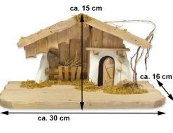 Krippenstall Weihnachtskrippe "Kötzing" 30x16x15cm Naturfarben Hütte | 78103