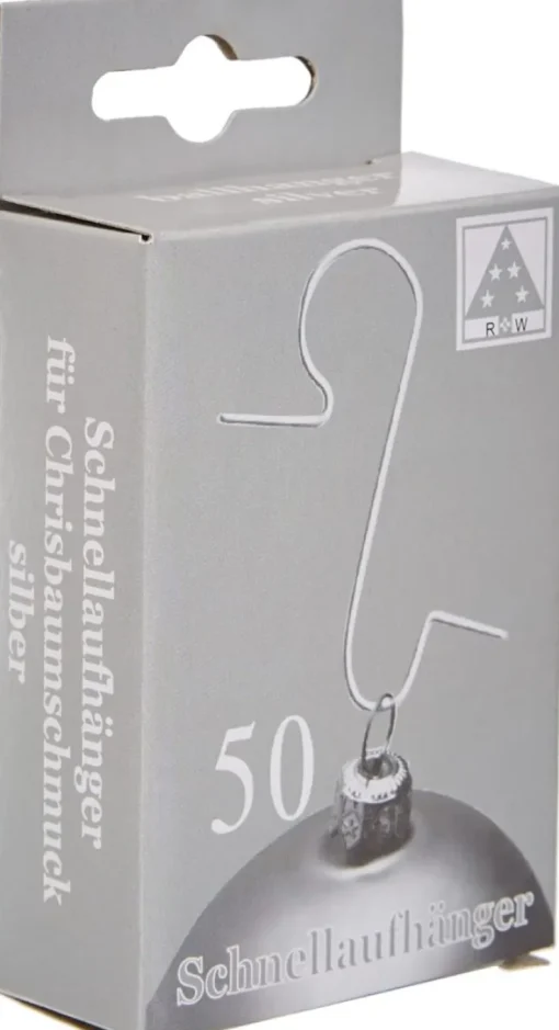 Kugel-Aufhänger in Box, | 50 Stück Silber