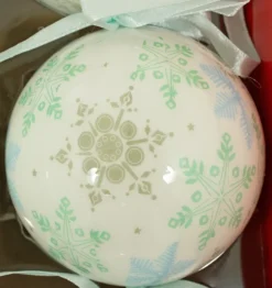 Kunststoff Weihnachtskugeln 6cm 12-tlg. - Schneeflocken Weiß Blau Grün