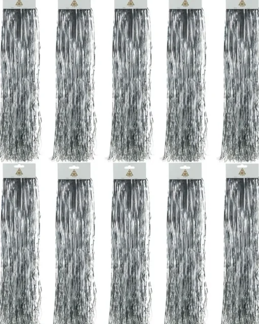 Lametta Glatt 48cm - Glanz Silber | 10er Set