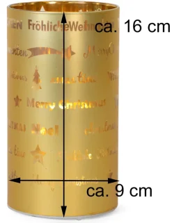 LED Windlicht Laterne Gold 16 cm | 27671