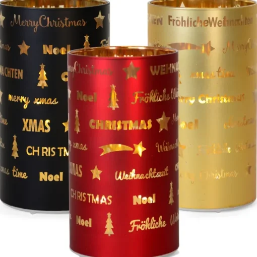LED Windlicht Laterne Rot 16 cm | 27673 - Kerzenhalter Adventsdekoration