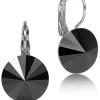 LUISIA® 12 mm Ohrringe Rivoli mit Kristallen von Swarovski® - Jet / Schwarz