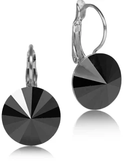 LUISIA® 12 mm Ohrringe Rivoli mit Kristallen von Swarovski® - Jet / Schwarz