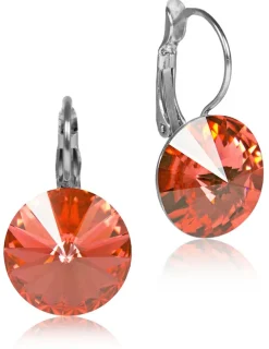 LUISIA® 12 mm Ohrringe Rivoli mit Kristallen von Swarovski® - Padparatscha / Koralle