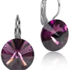LUISIA® 12 mm Ohrringe Rivoli mit Kristallen von Swarovski® - Amethyst / Pflaume