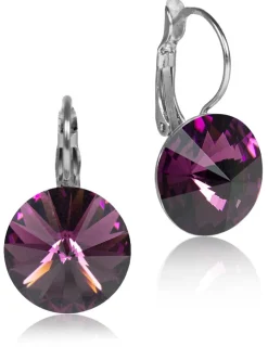 LUISIA® 12 mm Ohrringe Rivoli mit Kristallen von Swarovski® - Amethyst / Pflaume