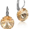 LUISIA® 14 mm Ohrringe Rivoli mit Kristallen von Swarovski® - Light Peach / Apricot