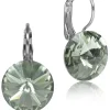 LUISIA® 14 mm Ohrringe Rivoli mit Kristallen von Swarovski® - Black Diamond / Grau