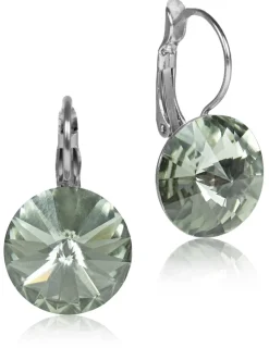 LUISIA® 14 mm Ohrringe Rivoli mit Kristallen von Swarovski® - Black Diamond / Grau
