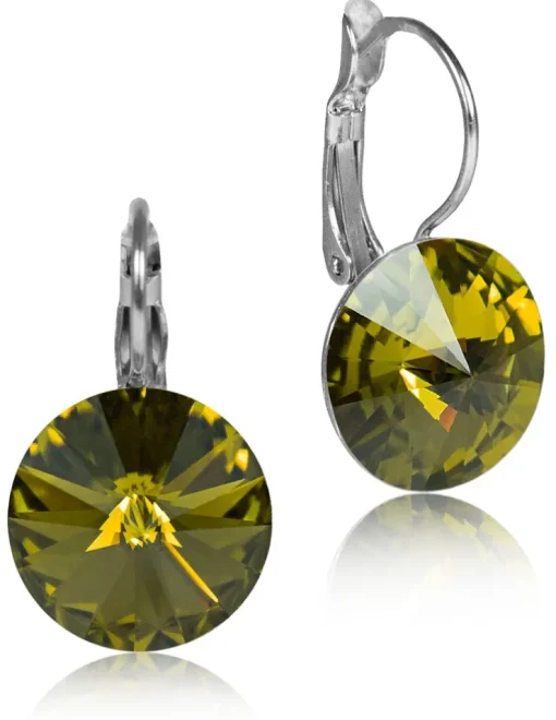 LUISIA® 14 mm Ohrringe Rivoli mit Kristallen von Swarovski® - Olivgrün