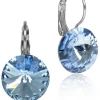 LUISIA® 14 mm Ohrringe Rivoli mit Kristallen von Swarovski® - Light Safir / Hellblau