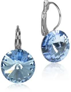 LUISIA® 14 mm Ohrringe Rivoli mit Kristallen von Swarovski® - Light Safir / Hellblau