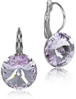 LUISIA® 14 mm Ohrringe Rivoli mit Kristallen von Swarovski® - Violet / Flieder