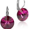 LUISIA® 12 mm Ohrringe Rivoli mit Kristallen von Swarovski® - Fuchsia / Pink