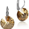 LUISIA® 14 mm Ohrringe Rivoli mit Kristallen von Swarovski® - Light Col. Topaz / Hellbraun