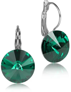 LUISIA® 12 mm Ohrringe Rivoli mit Kristallen von Swarovski® - Emerald / Smaragdgrün