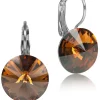 LUISIA® 14 mm Ohrringe Rivoli mit Kristallen von Swarovski® - Smoked Topaz / Dunkelbraun