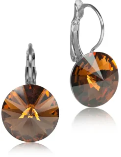 LUISIA® 14 mm Ohrringe Rivoli mit Kristallen von Swarovski® - Smoked Topaz / Dunkelbraun