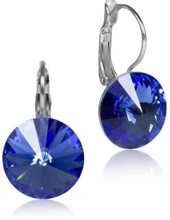 LUISIA® 14 mm Ohrringe Rivoli mit Kristallen von Swarovski® - Safir / Royalblau