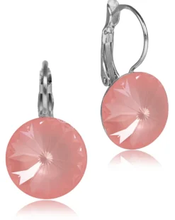 LUISIA® 14 mm Ohrringe Rivoli mit Kristallen von Swarovski® | Matt Flamingo Pink