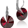 LUISIA® 14 mm Ohrringe Rivoli mit Kristallen von Swarovski® - Siam / Dunkelrot
