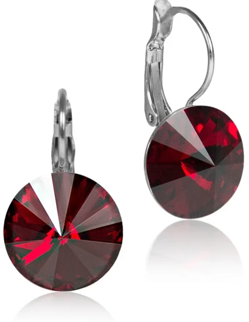 LUISIA® 14 mm Ohrringe Rivoli mit Kristallen von Swarovski® - Siam / Dunkelrot