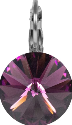 LUISIA® 12 mm Ohrringe Rivoli mit Kristallen von Swarovski® - Amethyst / Pflaume