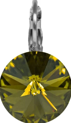LUISIA® 14 mm Ohrringe Rivoli mit Kristallen von Swarovski® - Olivgrün