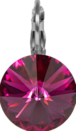 LUISIA® 12 mm Ohrringe Rivoli mit Kristallen von Swarovski® - Fuchsia / Pink