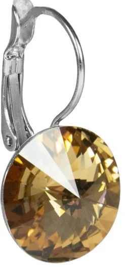 LUISIA® 14 mm Ohrringe Rivoli mit Kristallen von Swarovski® - Light Col. Topaz / Hellbraun