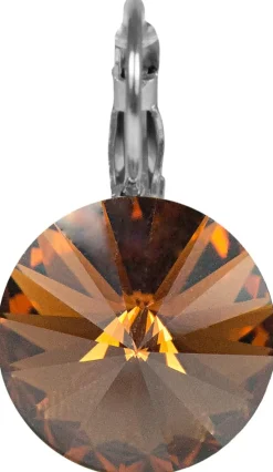 LUISIA® 14 mm Ohrringe Rivoli mit Kristallen von Swarovski® - Smoked Topaz / Dunkelbraun