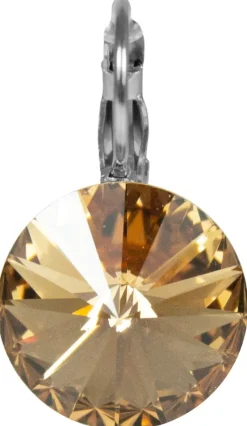 LUISIA® 14 mm Ohrringe Rivoli mit Kristallen von Swarovski® - Light Col. Topaz / Hellbraun