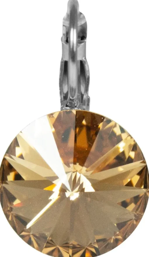 LUISIA® 14 mm Ohrringe Rivoli mit Kristallen von Swarovski® - Light Col. Topaz / Hellbraun