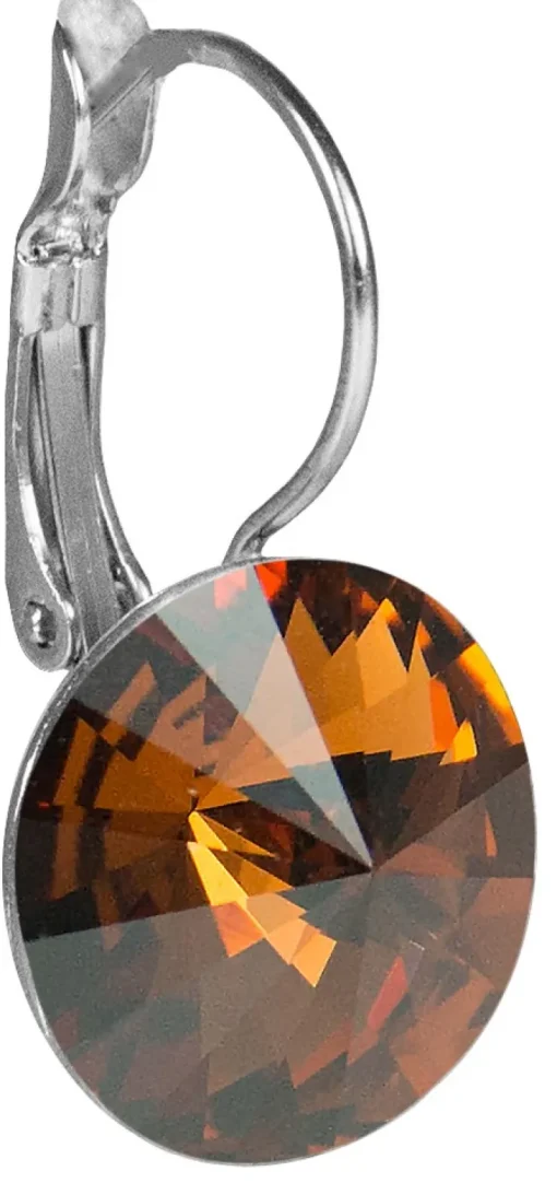 LUISIA® 14 mm Ohrringe Rivoli mit Kristallen von Swarovski® - Smoked Topaz / Dunkelbraun