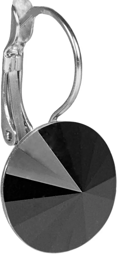 LUISIA® 12 mm Ohrringe Rivoli mit Kristallen von Swarovski® - Jet / Schwarz