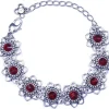 LUISIA® Armband Leandra mit Herzblüten und Kristallen von Swarovski® - Siam / Dunkelrot