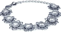 LUISIA® Armband Leandra mit Herzblüten und Kristallen von Swarovski® - Crystal / Kristall
