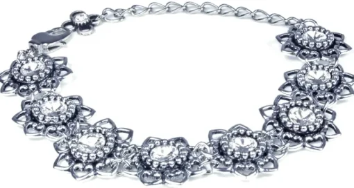 LUISIA® Armband Leandra mit Herzblüten und Kristallen von Swarovski® - Crystal / Kristall