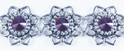 LUISIA® Armband Leandra mit Herzblüten und Kristallen von Swarovski® - Siam / Dunkelrot